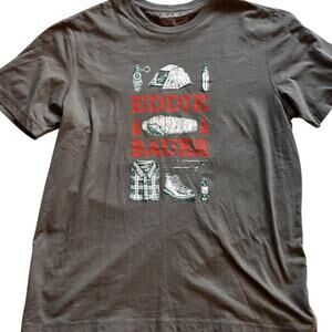 Eddie Bauer Grey Camping Cotton Mens T'shirt Camping Graphic/Logo
